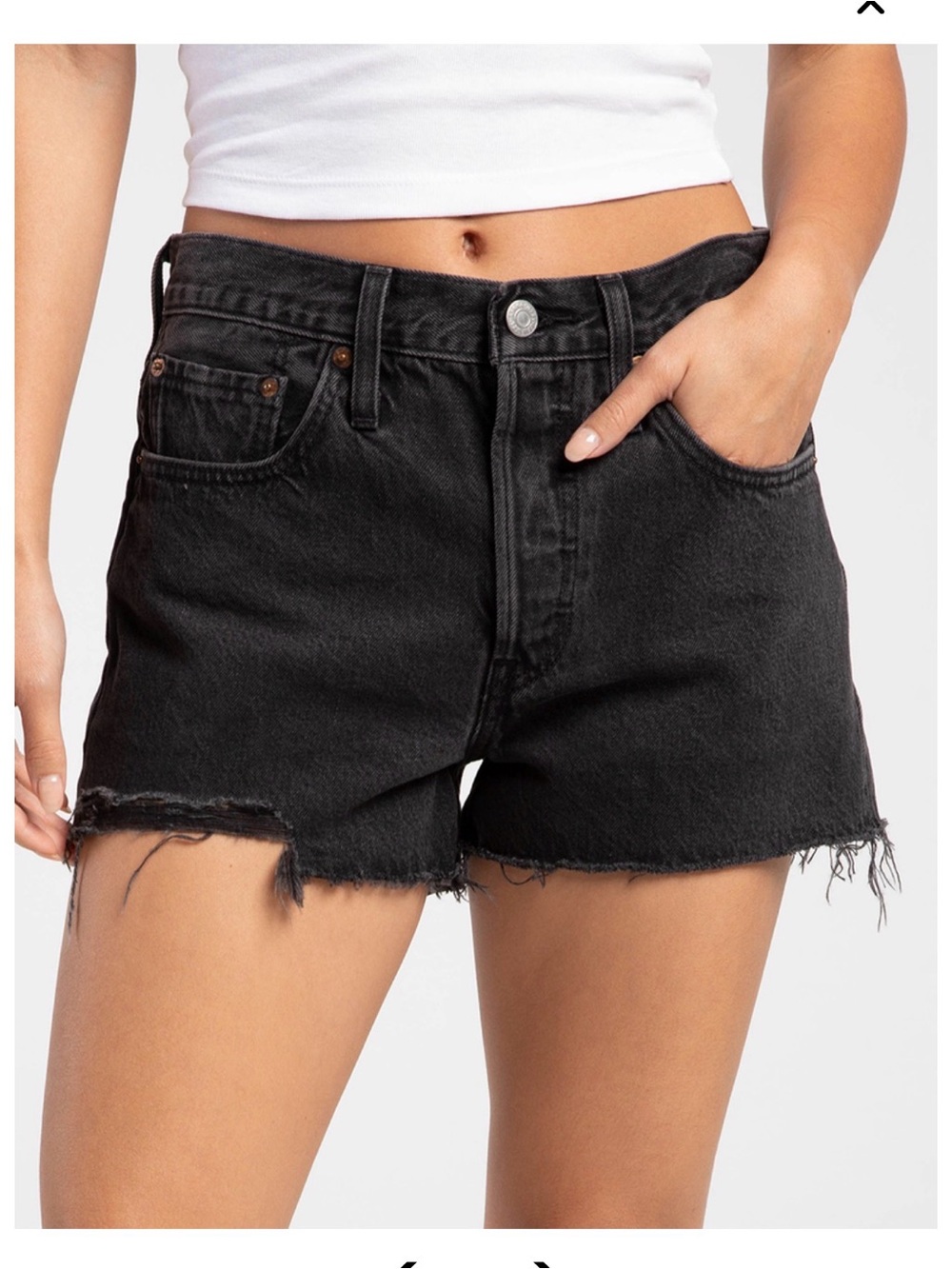 Levi’s 501 High-Rise Black Denim Cutoff Shorts | Size W28